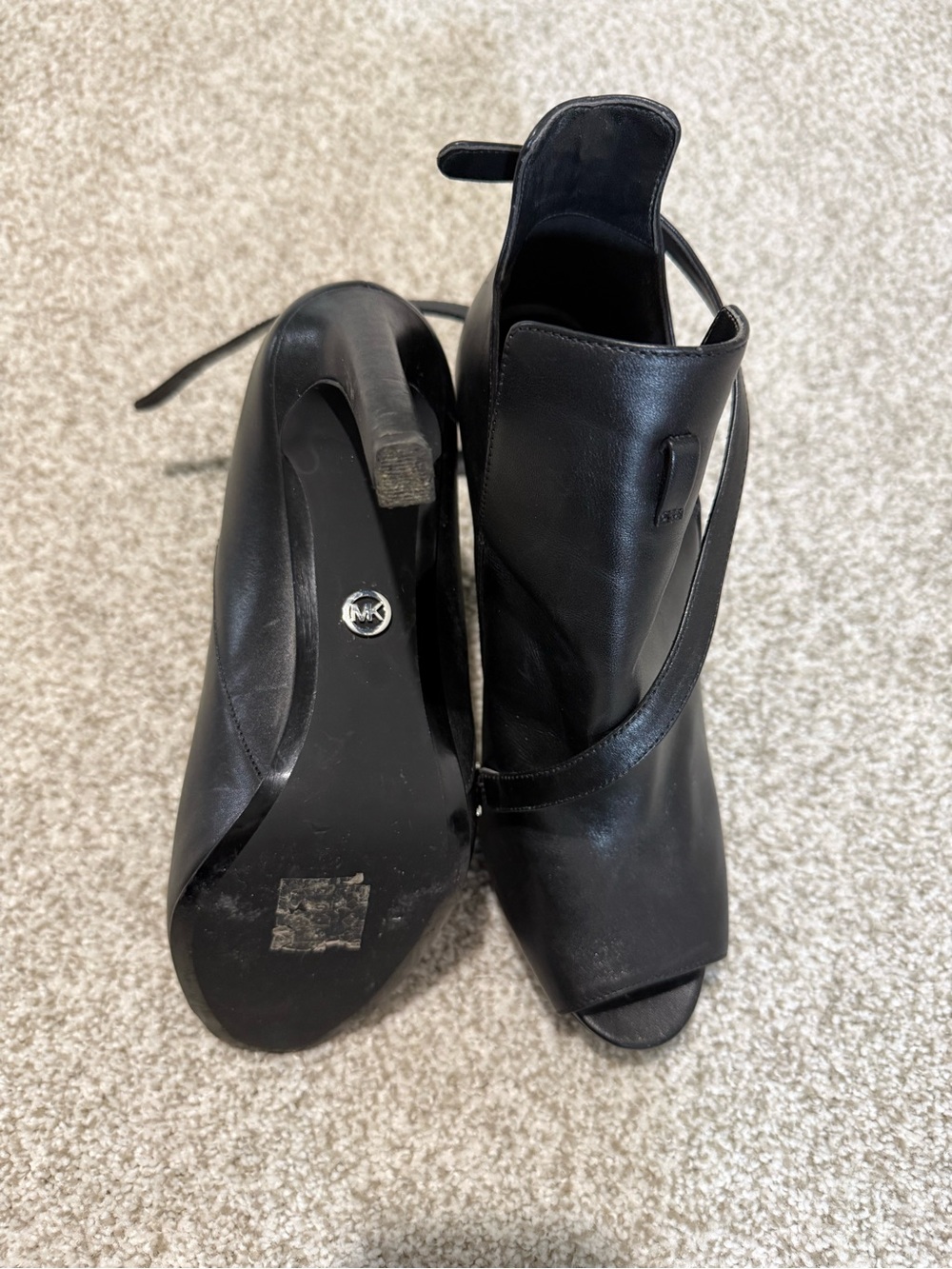 Michael Kors Black Leather Open-Toe Ankle-Heel Sandals